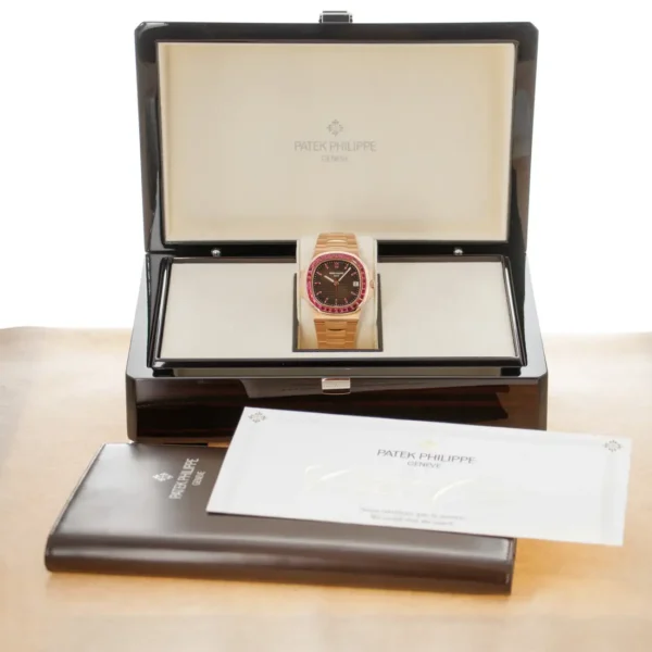 AAAAA-Patek Philippe Nautilus Rose Gold Brown Ruby Dial 40mm Ruby Bezel 5723/112R-001 - BRAND NEW - Image 7