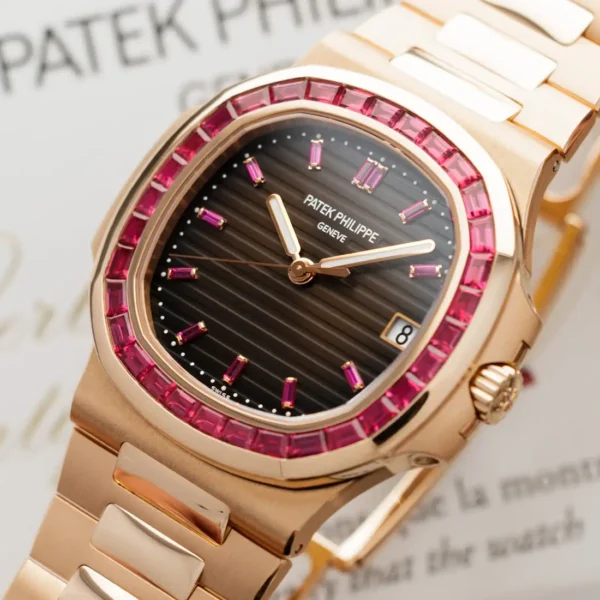 AAAAA-Patek Philippe Nautilus Rose Gold Brown Ruby Dial 40mm Ruby Bezel 5723/112R-001 - BRAND NEW - Image 2