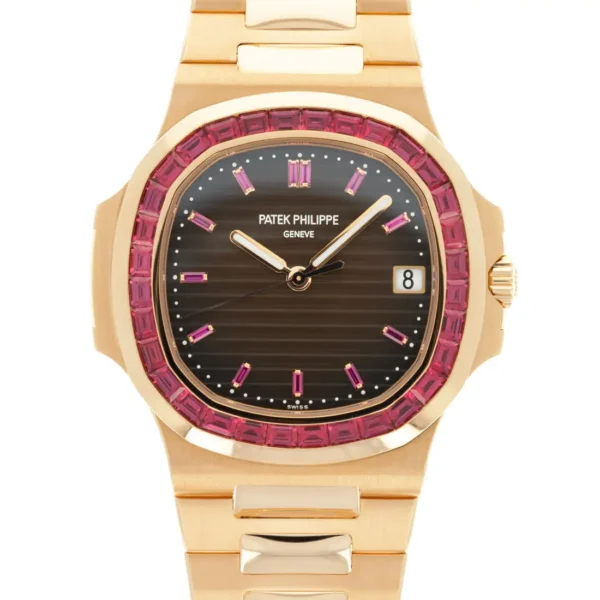 AAAAA-Patek Philippe Nautilus Rose Gold Brown Ruby Dial 40mm Ruby Bezel 5723/112R-001 - BRAND NEW